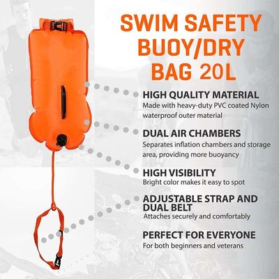 поплавок безопасности сумки томбуя заплыва 18Л водоустойчивый раздувной сухой для триатлонистов водных видов спорта